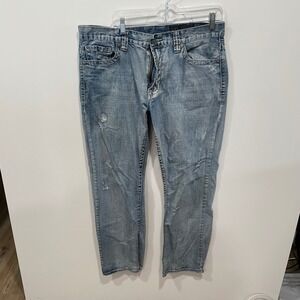 Axel Wolcott Vintage Boot Jeans Mens W36 L32 Light Wash Distressed Denim